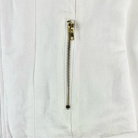 Bebe 2B White Linen Roll-Tab Sleeve Zip Jacket - Picture 7 of 7